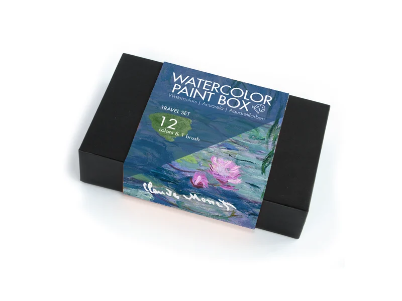 Watercolour set featuring Claude Monet’s Water Lilies, closed